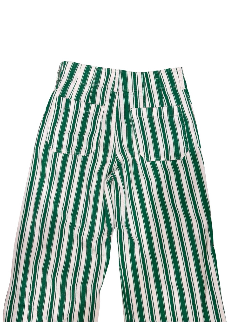 ๐ฟ Maeve Anthropologie The Colette Striped Wide-Leg Pants Green White Size 28 - Picture 12 of 14